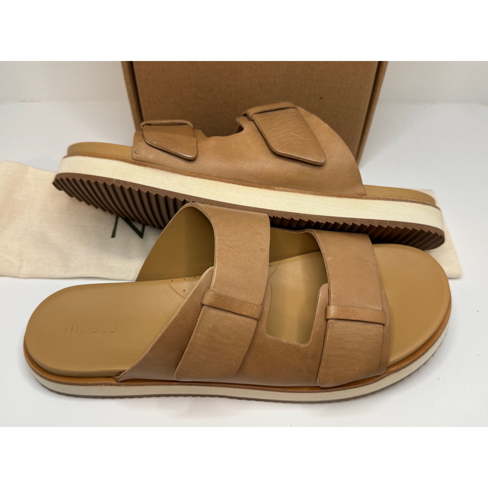 Nisolo Ella Go-To Platform Slide Sandals Almond Size 10 - New In Box